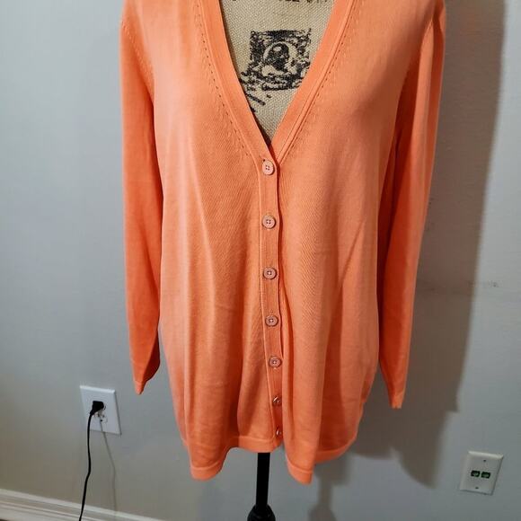 Talbots peach colored cardigan sweater plus size 2Xp petite‎ NEW - Picture 3 of 11